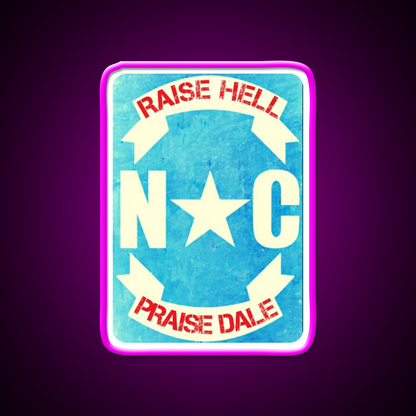 Raise Hell Praise Dale Beer Bar Decor Led Neon Sign Rgb Color - Neon sign mounted on wall in room