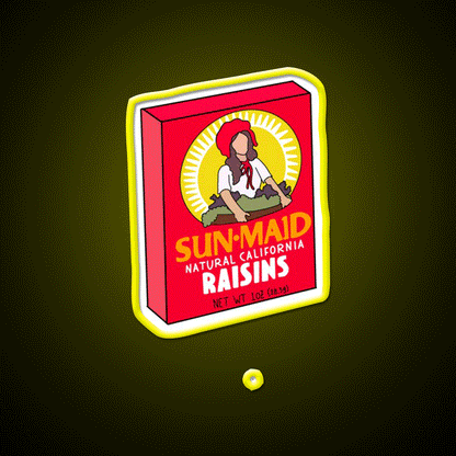 Raisin Box Snack Food Led Neon Sign Rgb Color - Custom LED neon sign front view