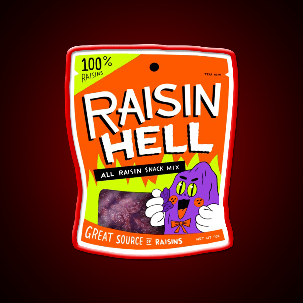 Raisin Hell All Raisin Snack Mix Snack Food Led Neon Sign Rgb Color - Shineneon