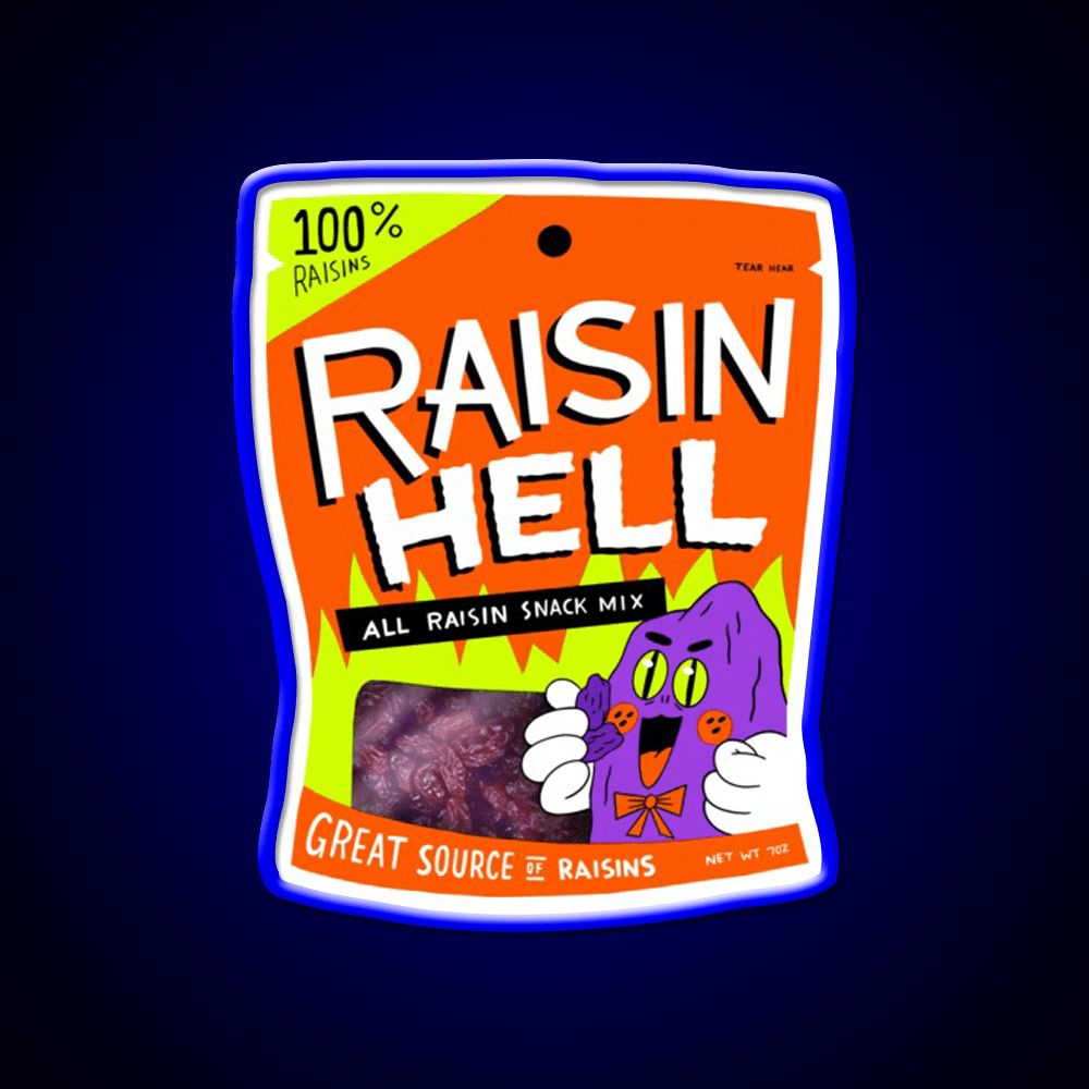 Raisin Hell All Raisin Snack Mix Snack Food Led Neon Sign Rgb Color - Shineneon