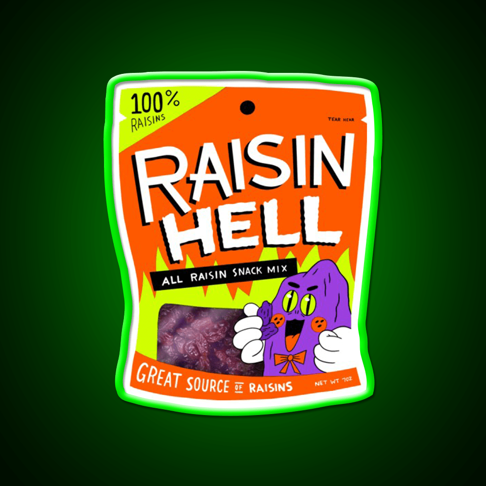 Raisin Hell All Raisin Snack Mix Snack Food Led Neon Sign Rgb Color - Shineneon