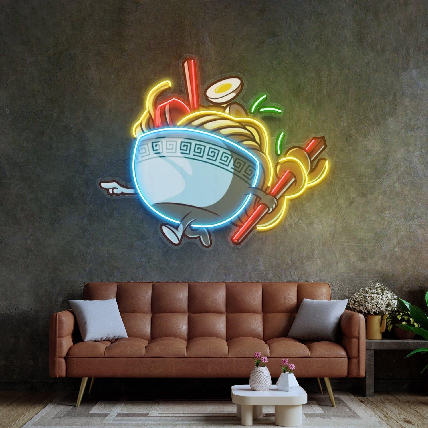 Ramen Bowl Multicolor Cartoon Uv Printed Led Neon Sign Japanese Restaurant Decor | Shineneon