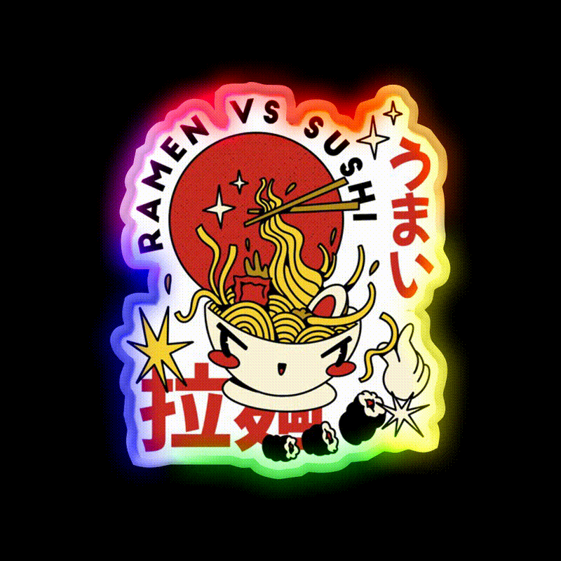 Ramen Food Retro Cartoon Fast Food Led Neon Sign For Burger Place Rgb Color