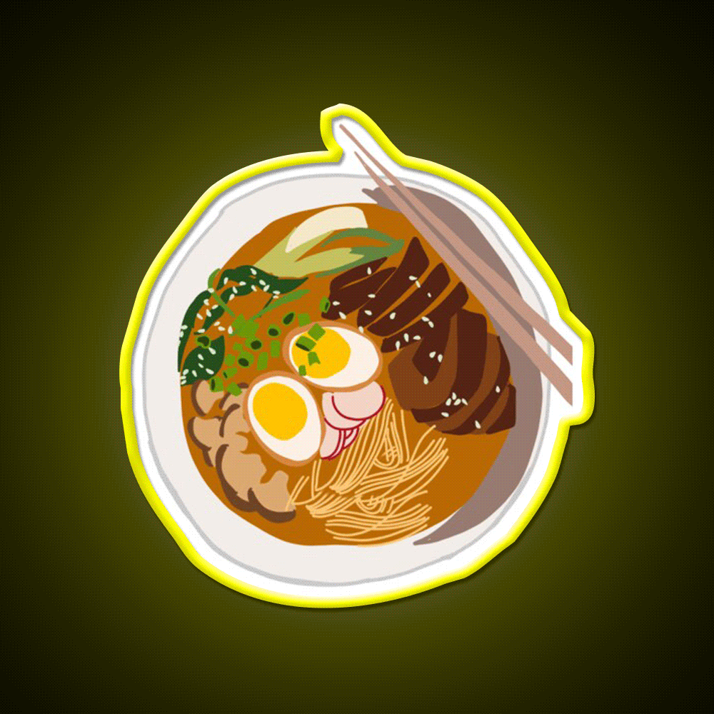 Ramen Illustration Snack Food Led Neon Sign Rgb Color - Custom LED neon sign front view