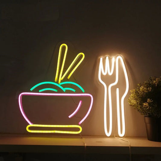 Ramen Knife And Fork Restaurant Led Sign Business Neon Sign