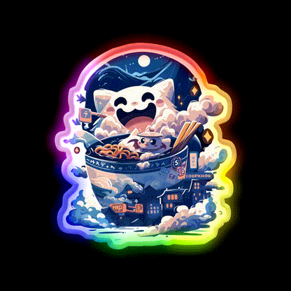 Ramen Monster Ramen Monster Noodles Snack Food Led Neon Sign Rgb Color - LED neon sign close-up detail