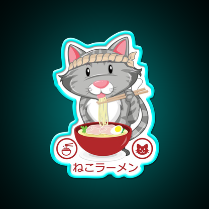 Ramen Noodle Cat Gift Led Neon Sign Chinese Food Rgb Color - Size and dimension reference