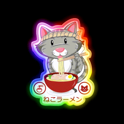 Ramen Noodle Cat Gift Led Neon Sign Chinese Food Rgb Color - LED neon sign close-up detail