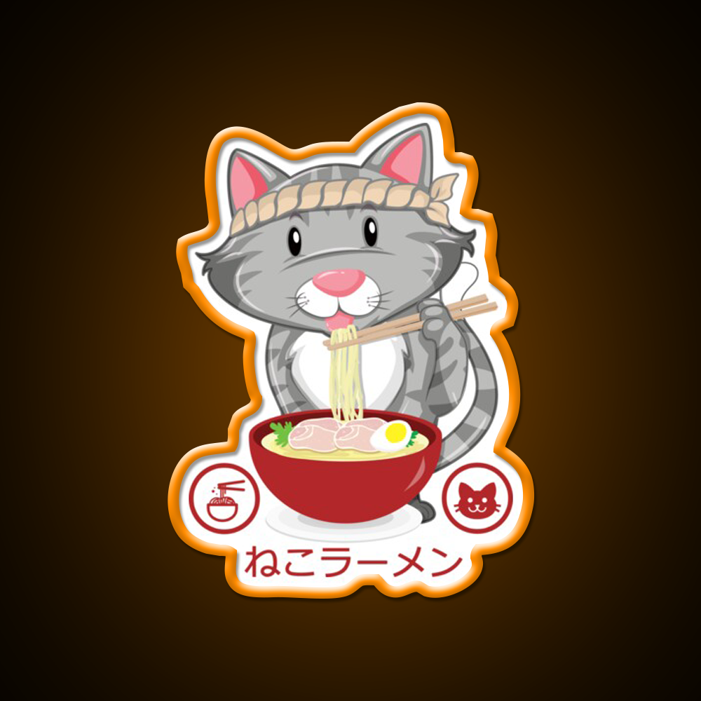 Ramen Noodle Cat Gift Led Neon Sign Chinese Food Rgb Color - LED neon sign view 6