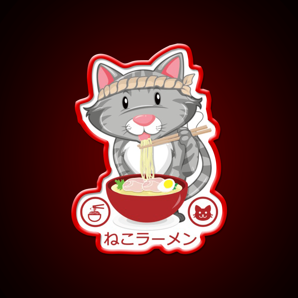 Ramen Noodle Cat Gift Led Neon Sign Chinese Food Rgb Color - Shineneon