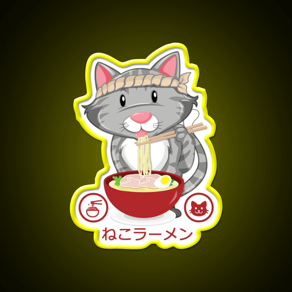 Ramen Noodle Cat Gift Led Neon Sign Chinese Food Rgb Color - Shineneon