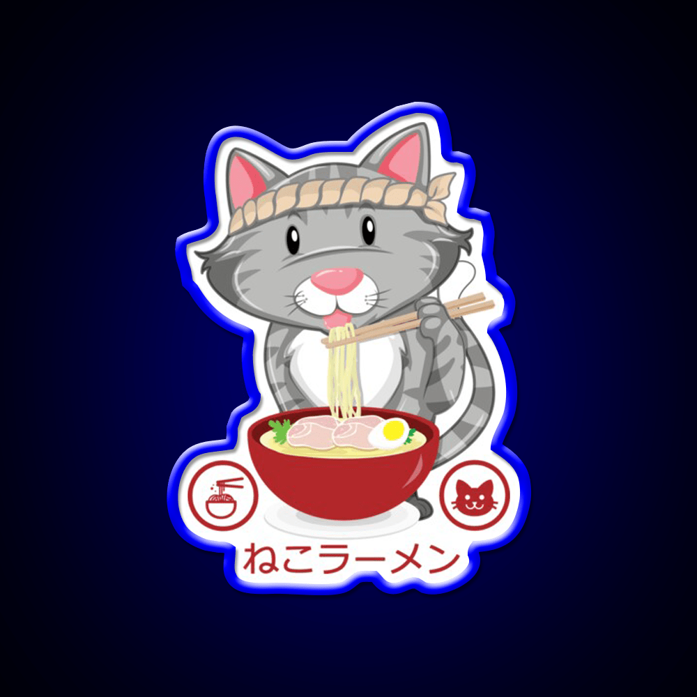 Ramen Noodle Cat Gift Led Neon Sign Chinese Food Rgb Color - Shineneon