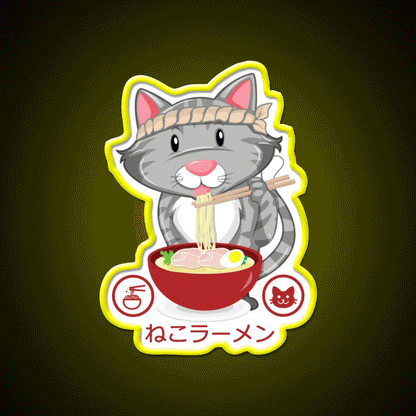 Ramen Noodle Cat Gift Led Neon Sign Chinese Food Rgb Color - Custom LED neon sign front view