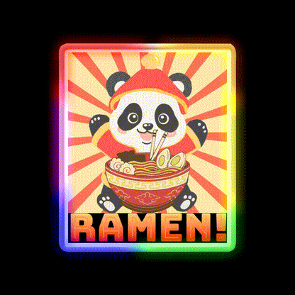 Ramen Panda Led Neon Sign Chinese Food Rgb Color - LED neon sign close-up detail