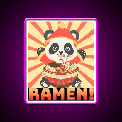 Ramen Panda Led Neon Sign Chinese Food Rgb Color - Neon sign mounted on wall in room