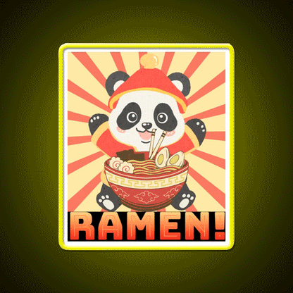 Ramen Panda Led Neon Sign Chinese Food Rgb Color - Custom LED neon sign front view