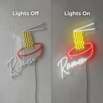 Ramen Wall Decor LED Neon Sign - 06 Day Night Comparison