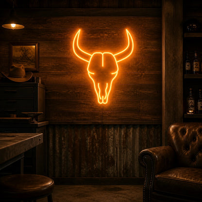 Ranch Bull Skull Vintage LED Neon Sign high-converting product image