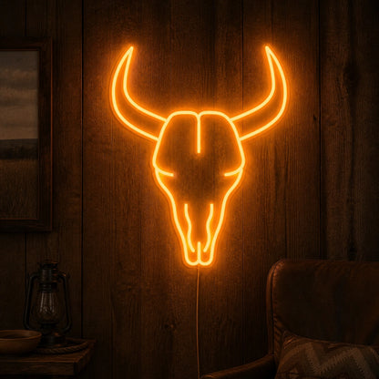 Ranch Bull Skull Vintage LED Neon Sign real lifestyle scene