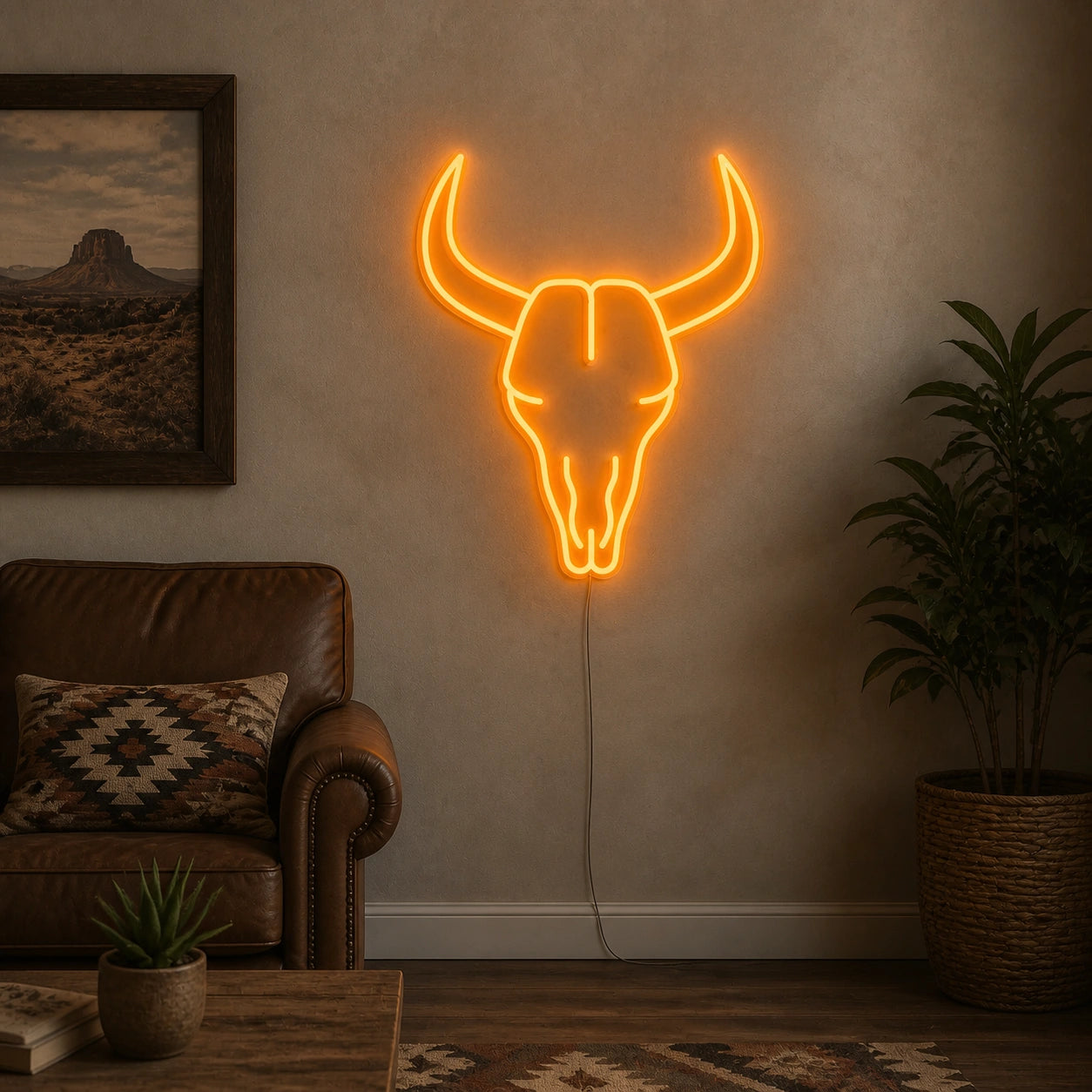 Ranch Bull Skull Vintage LED Neon Sign size image