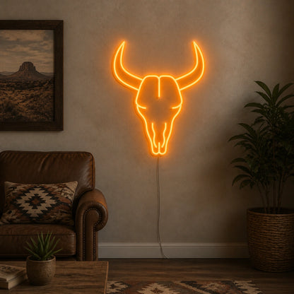 Ranch Bull Skull Vintage LED Neon Sign size image