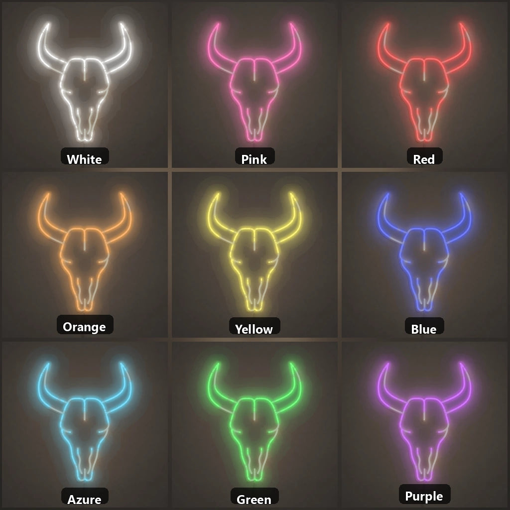 Ranch Bull Skull Vintage LED Neon Sign color grid