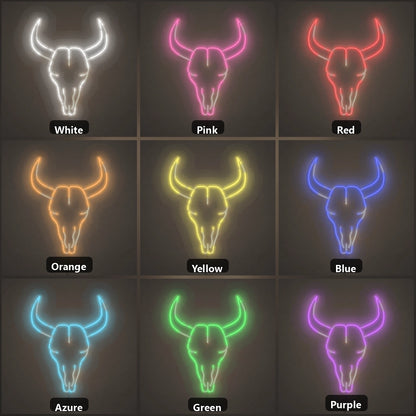 Ranch Bull Skull Vintage LED Neon Sign color grid