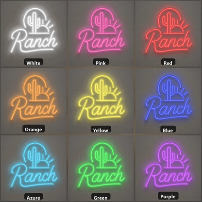 Ranch Cactus Sunset Vintage LED Neon Sign color grid