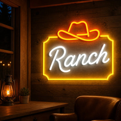Ranch Cowboy Hat Frame Vintage LED Neon Sign real lifestyle scene