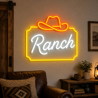Ranch Cowboy Hat Frame Vintage LED Neon Sign size image