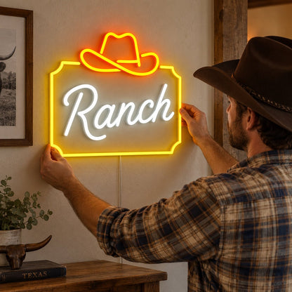Ranch Cowboy Hat Frame Vintage LED Neon Sign Garage Neon Sign - Shineneon