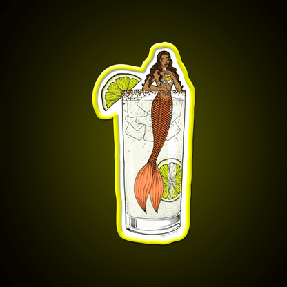 Ranch Water Mermaid Cocktail Illustration Party Drink Tequila Led Neon Sign Rgb Color - Shineneon