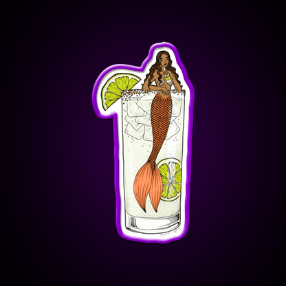 Ranch Water Mermaid Cocktail Illustration Party Drink Tequila Led Neon Sign Rgb Color - Shineneon