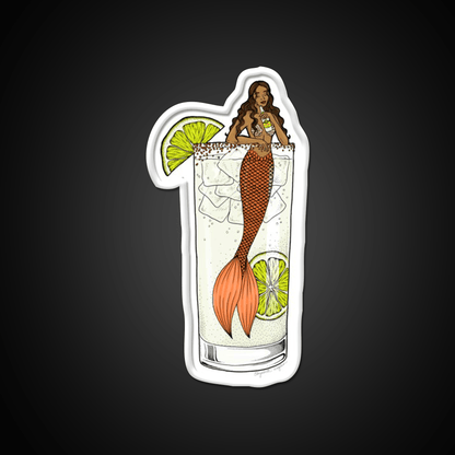 Ranch Water Mermaid Cocktail Illustration Party Drink Tequila Led Neon Sign Rgb Color - Shineneon