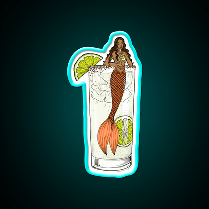 Ranch Water Mermaid Cocktail Illustration Party Drink Tequila Led Neon Sign Rgb Color - Shineneon