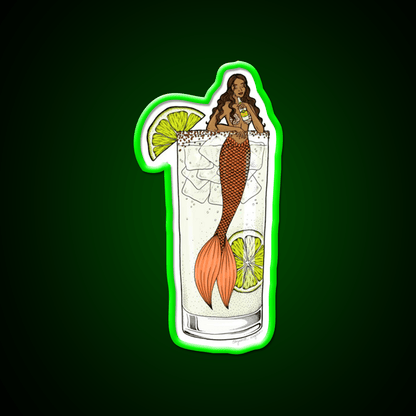 Ranch Water Mermaid Cocktail Illustration Party Drink Tequila Led Neon Sign Rgb Color - Shineneon