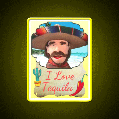 Rango I Love Tequila By Portland Puppets Party Drink Tequila Led Neon Sign Rgb Color - Custom LED neon sign front view