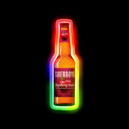 Raspberry Smash Hard Cider Cocktail Bar Decor Led Neon Sign Rgb Color - LED neon sign close-up detail