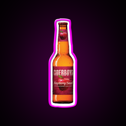 Raspberry Smash Hard Cider Cocktail Bar Decor Led Neon Sign Rgb Color - Neon sign mounted on wall in room