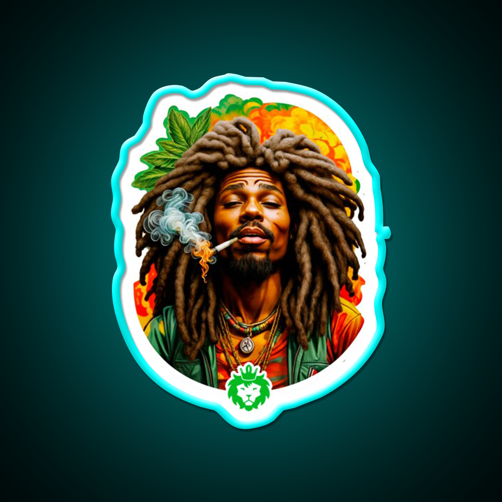 Rastafari Weed Hemp Inspired Green Leaf Led Neon Sign Rgb Color - Size and dimension reference