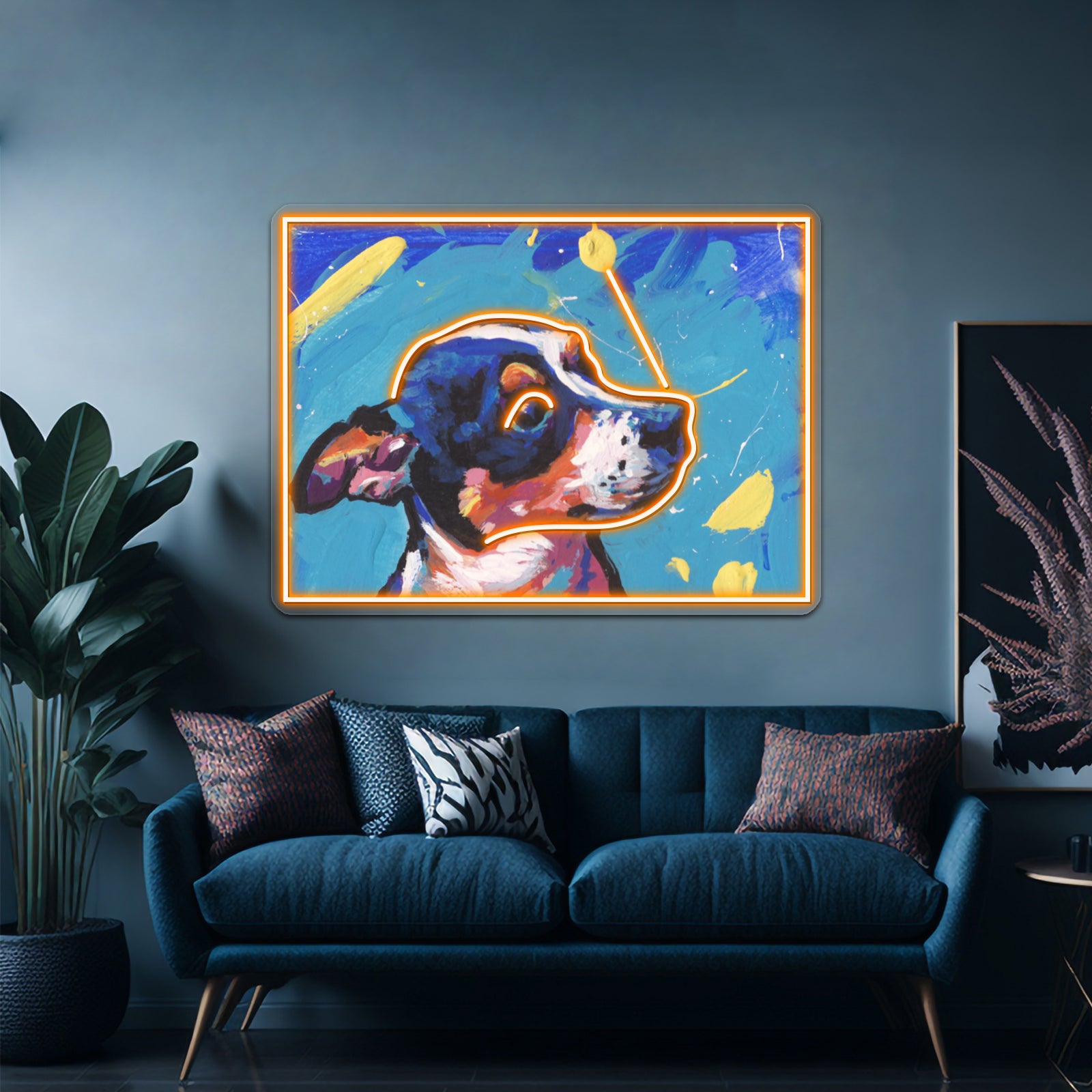 Rat Terrier Dog Bright Colorful Pop Dog Artwork Led Signs For Room | Shineneon