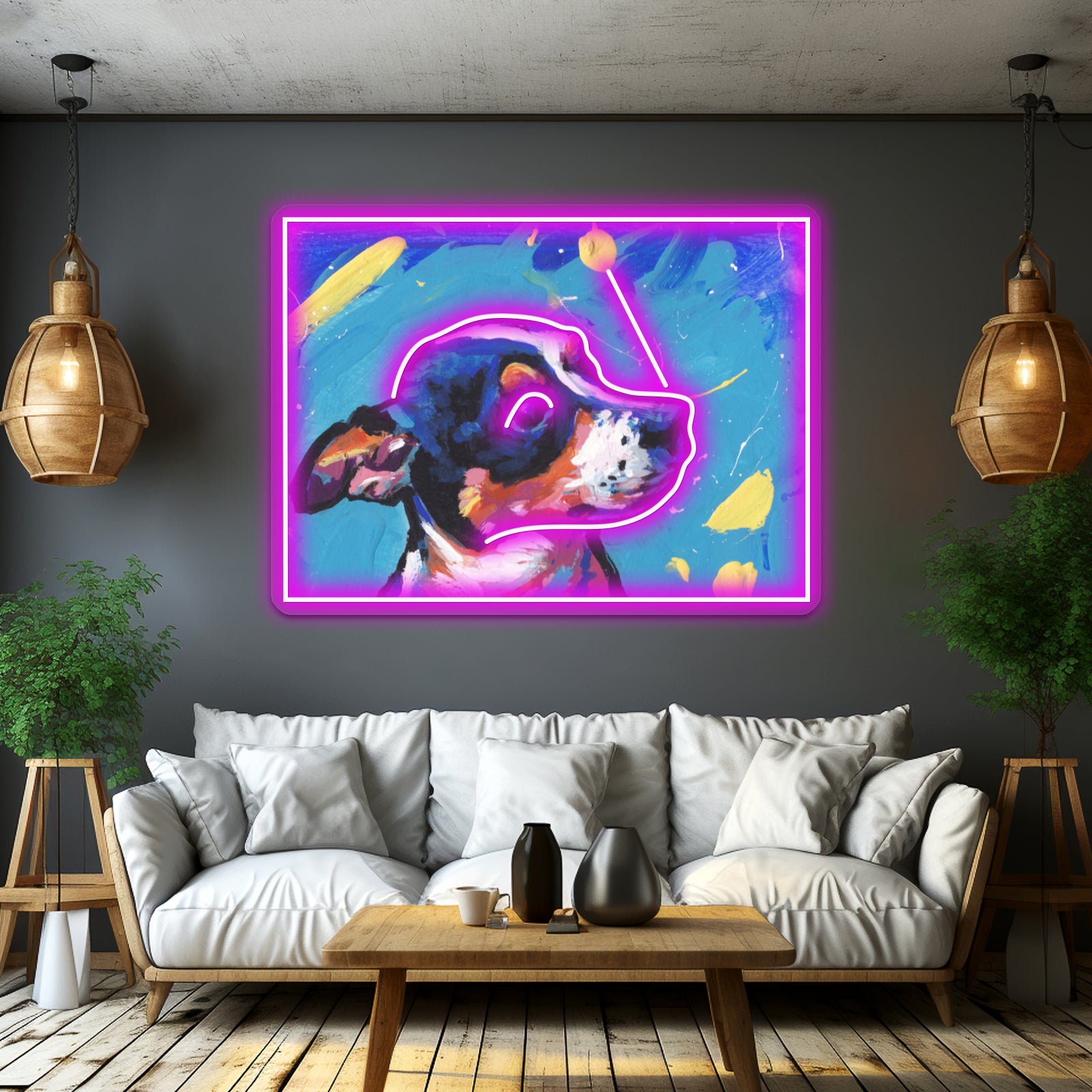 Rat Terrier Dog Bright Colorful Pop Dog Artwork Led Signs For Room | Shineneon