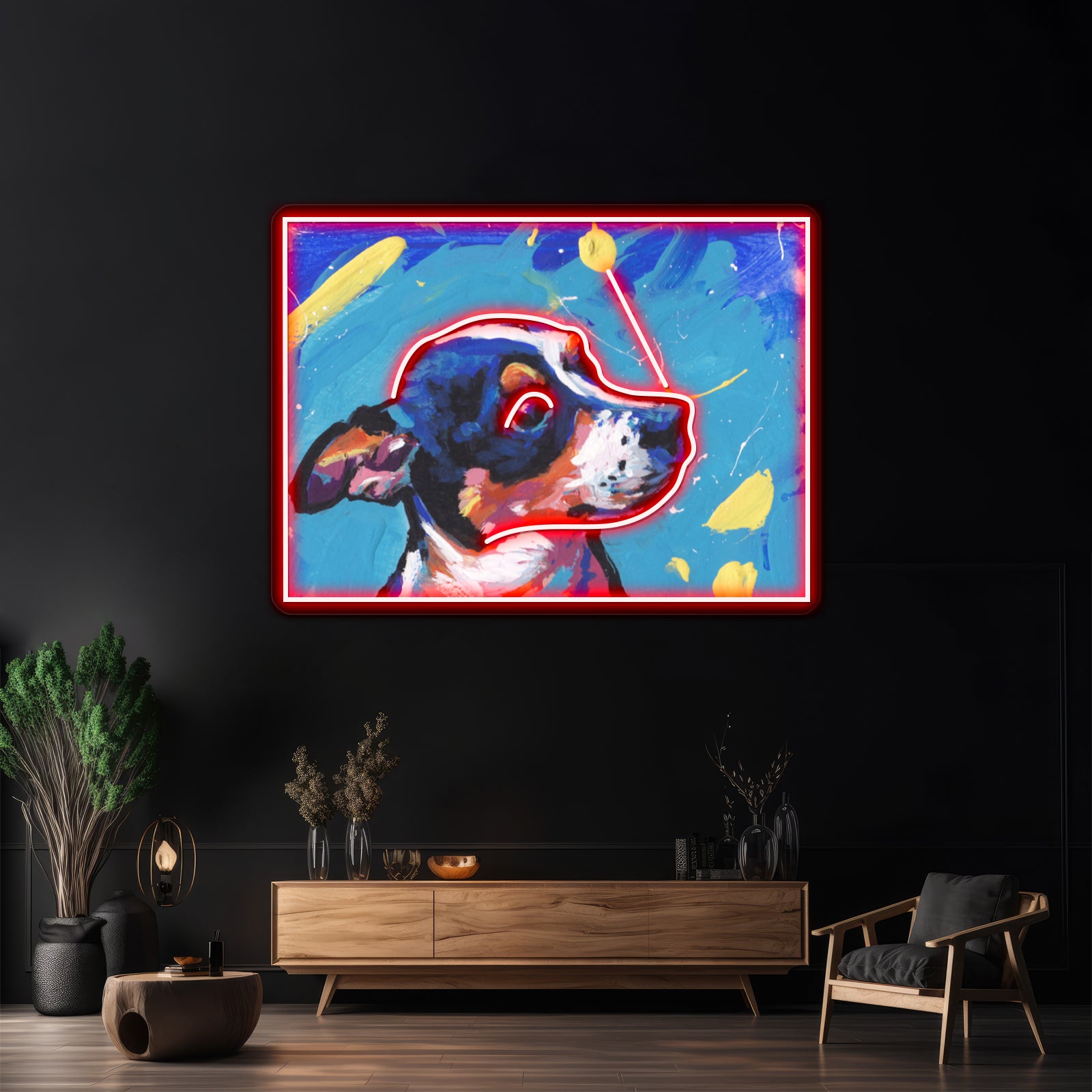 Rat Terrier Dog Bright Colorful Pop Dog Artwork Led Signs For Room | Shineneon