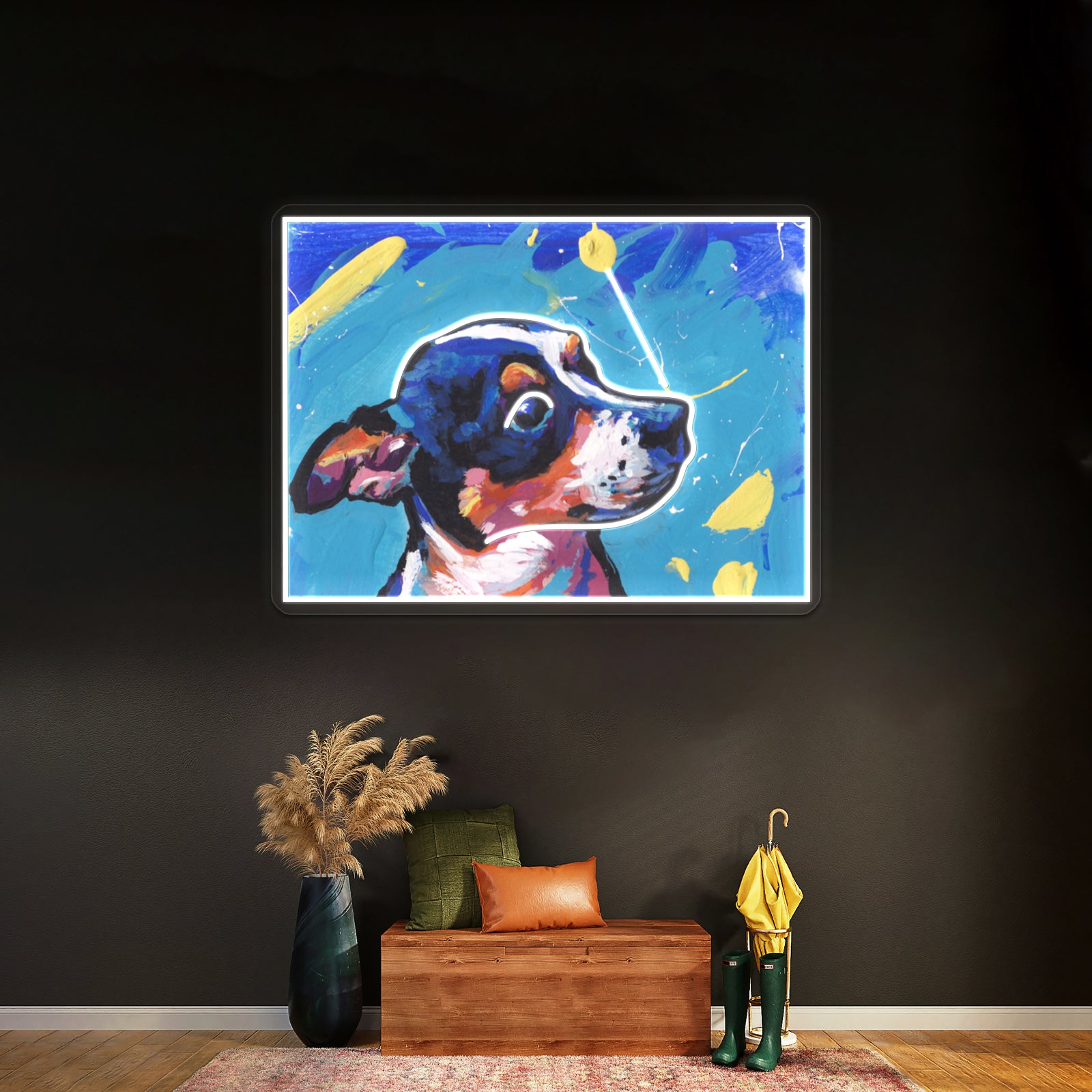 Rat Terrier Dog Bright Colorful Pop Dog Artwork Led Signs For Room | Shineneon