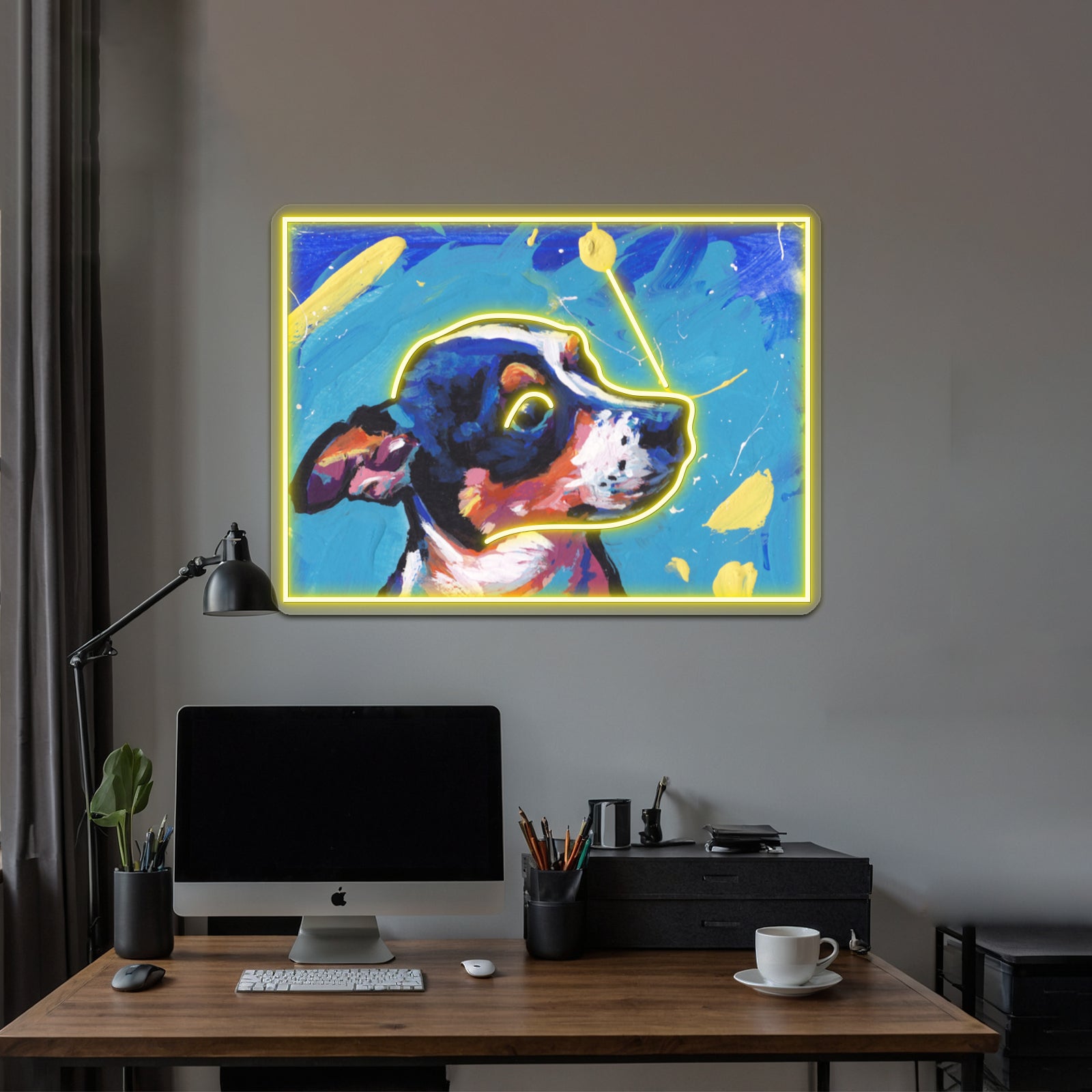 Rat Terrier Dog Bright Colorful Pop Dog Artwork Led Signs For Room | Shineneon