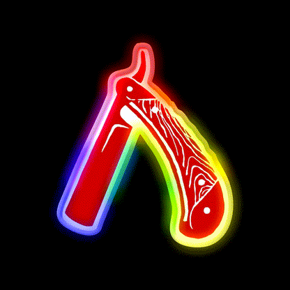Razor Red Barber Shop Haircut Led Neon Sign - LED neon sign close-up detail