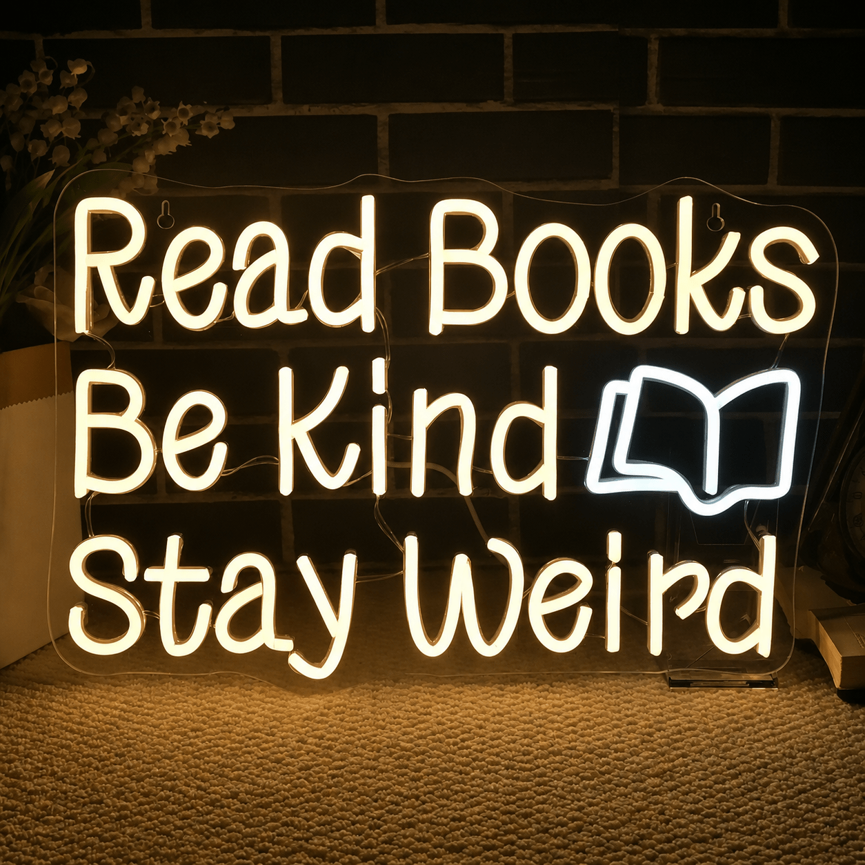 Read Books Be Kind Stay Weird LED Neon Sign Bedroom Decor - Shineneon