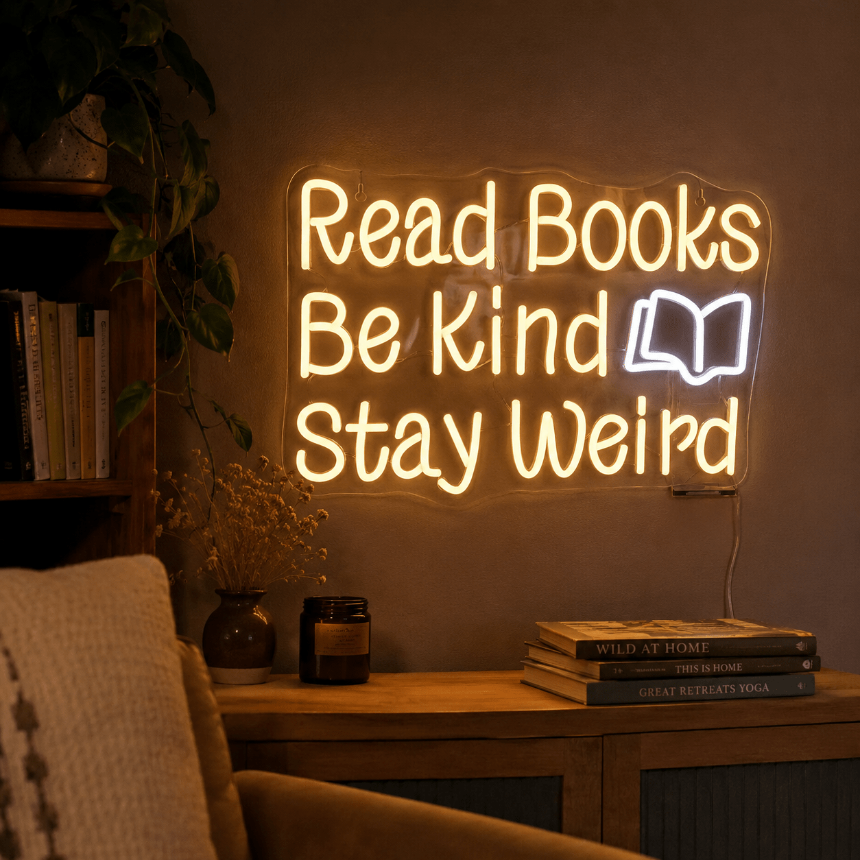 Read Books Be Kind Stay Weird LED Neon Sign Bedroom Decor - Shineneon