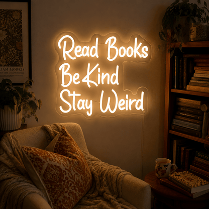 Read Books Be Kind Stay Weird LED Neon Sign Home Wall Art - Shineneon