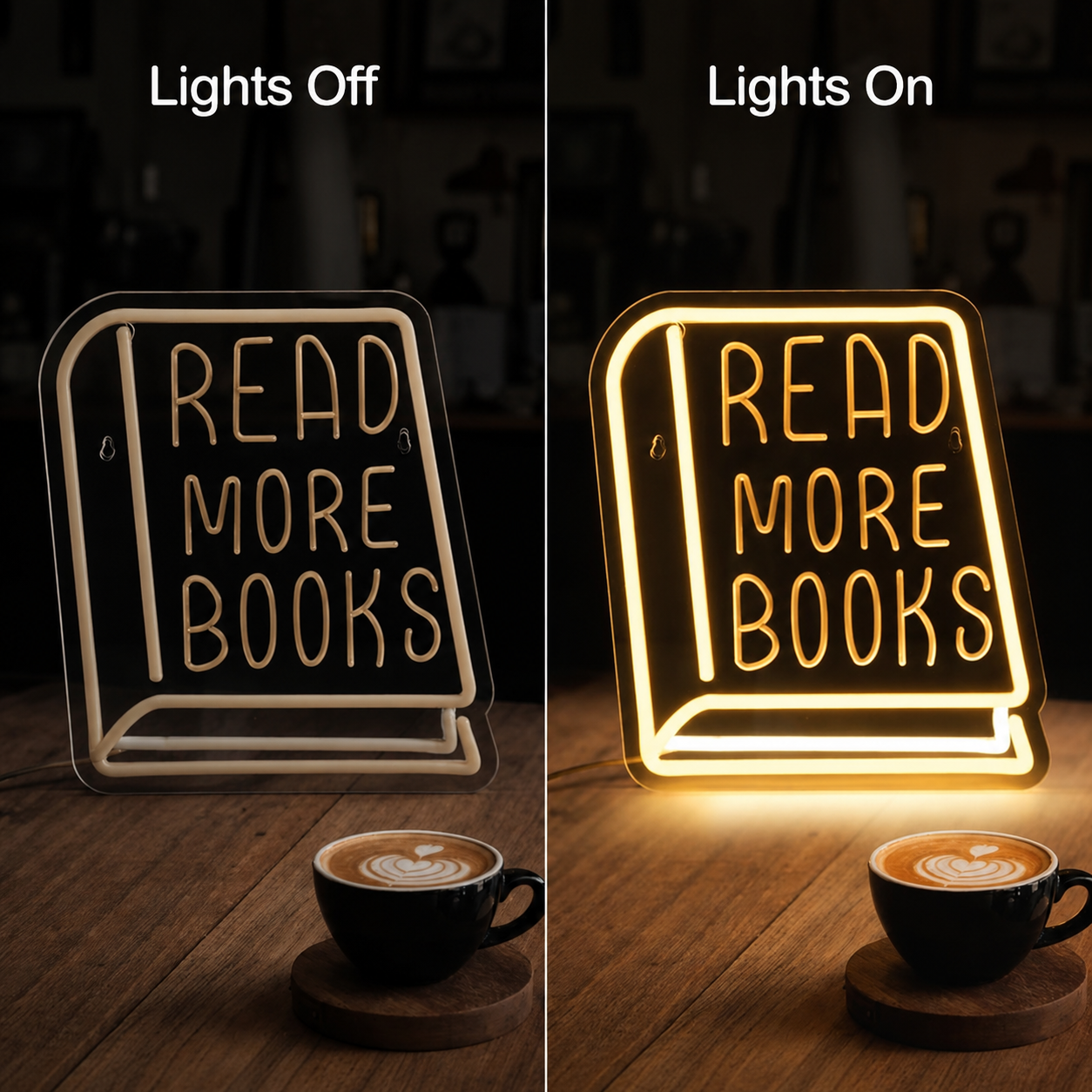 Read More Books LED Neon Sign - 06 Day Night Comparison
